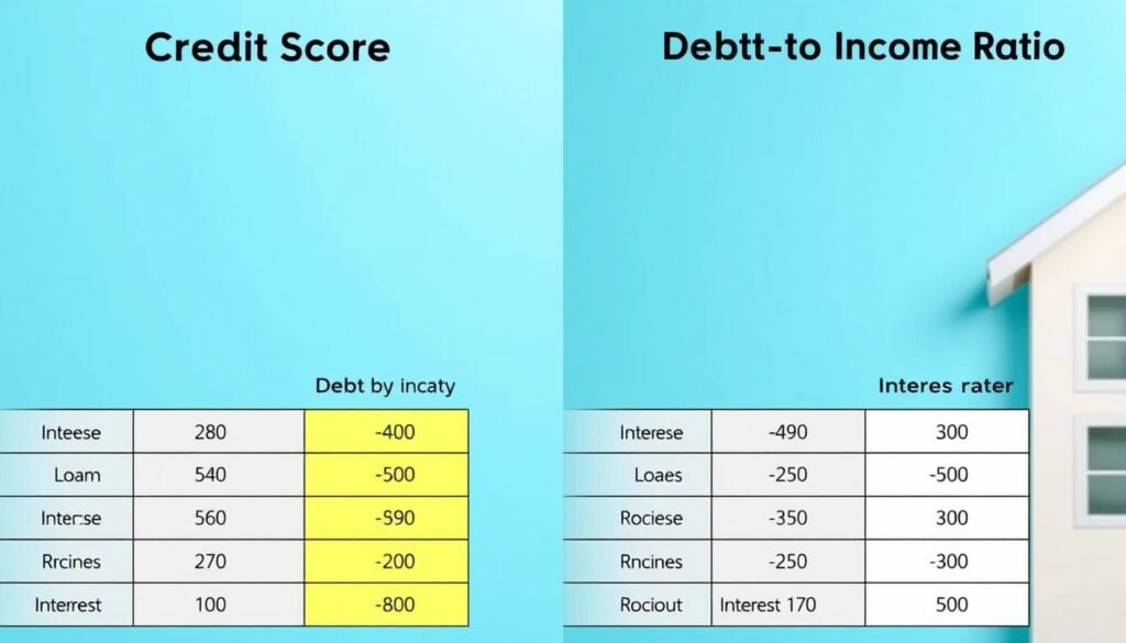 credit score and debt-to-income ratio